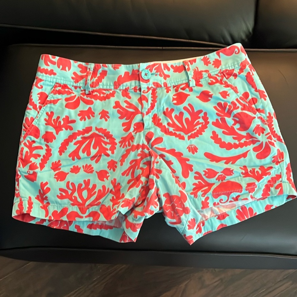 Lilly Pulitzer Callahan Shorts Don’t Be Shellfish Coral Print Size 10